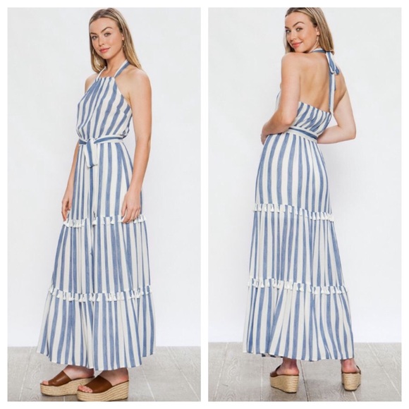 Halter Striped Maxi - Picture 3 of 4